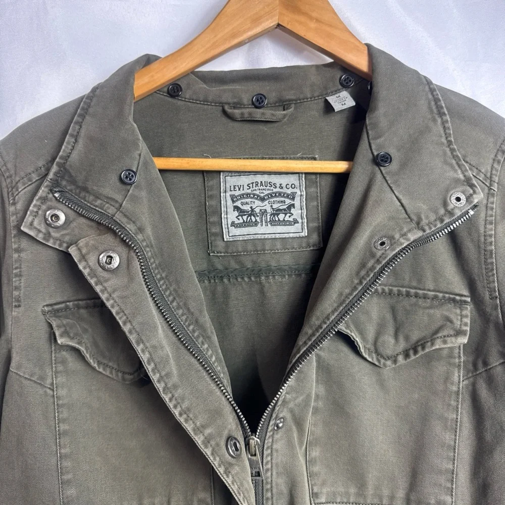 Vintage Levis Women’s Sz Olive Green Cotton Military Field Jacket Utility Coat - Picture 5 of 9